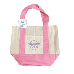 Trader Joe’s Mini Canvas Tote Bag. Pink pastel. NWT